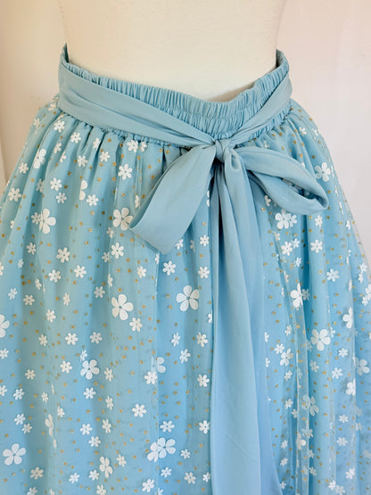 Ruffle skirt - Blue Floral Tulle