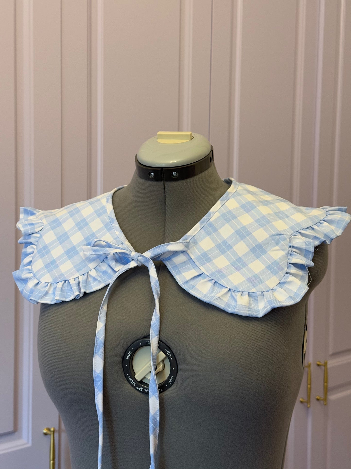 Flower collar - Baby Blue Check Cotton x Poly