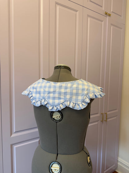 Flower collar - Baby Blue Check Cotton x Poly