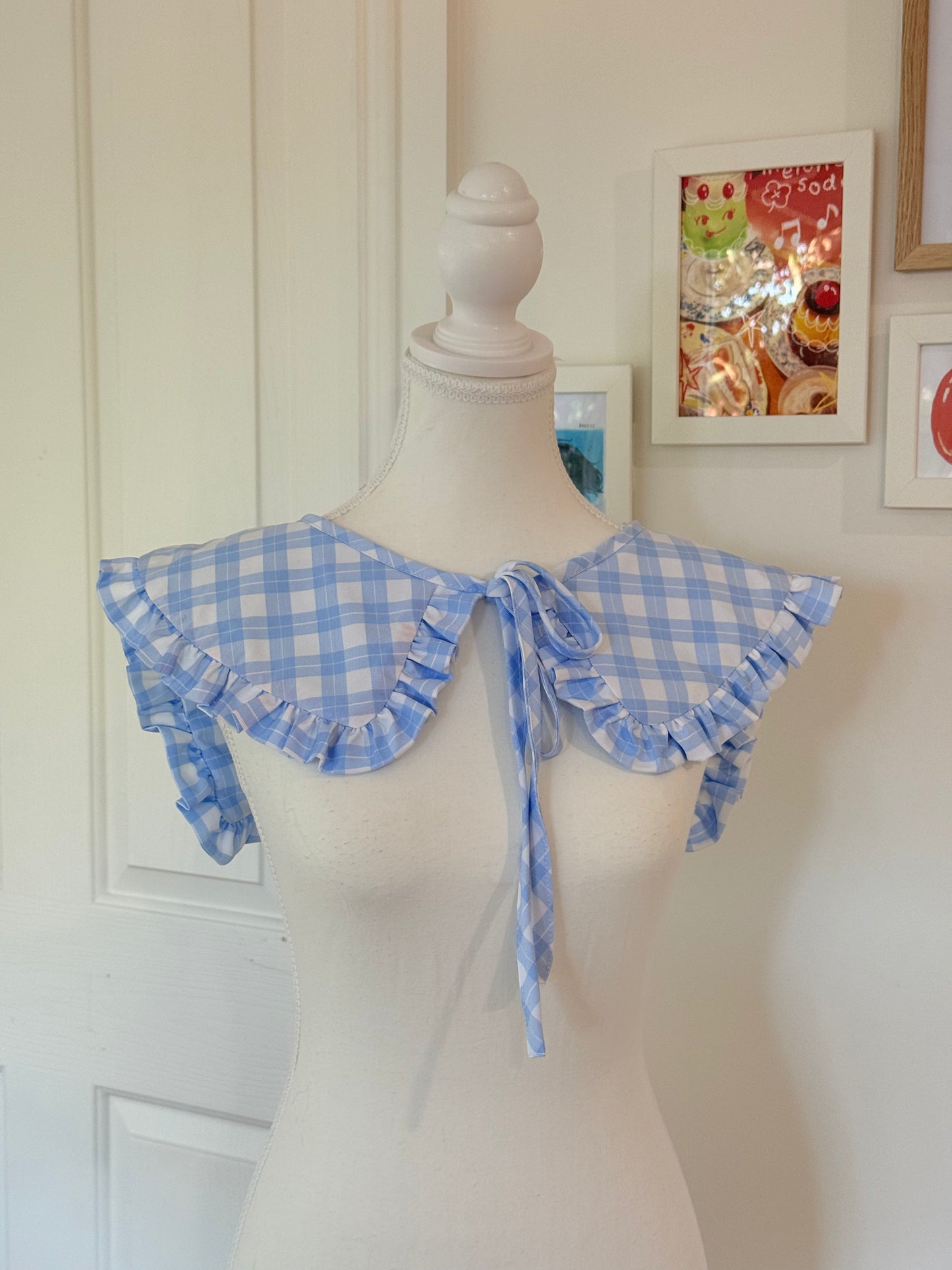 Sailor collar - Baby Blue Grid Cotton x Poly