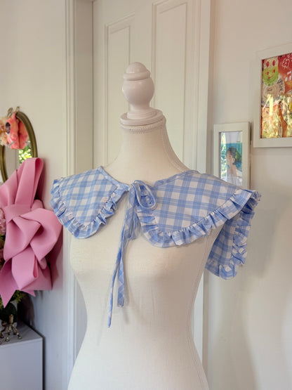 Sailor collar - Baby Blue Grid Cotton x Poly