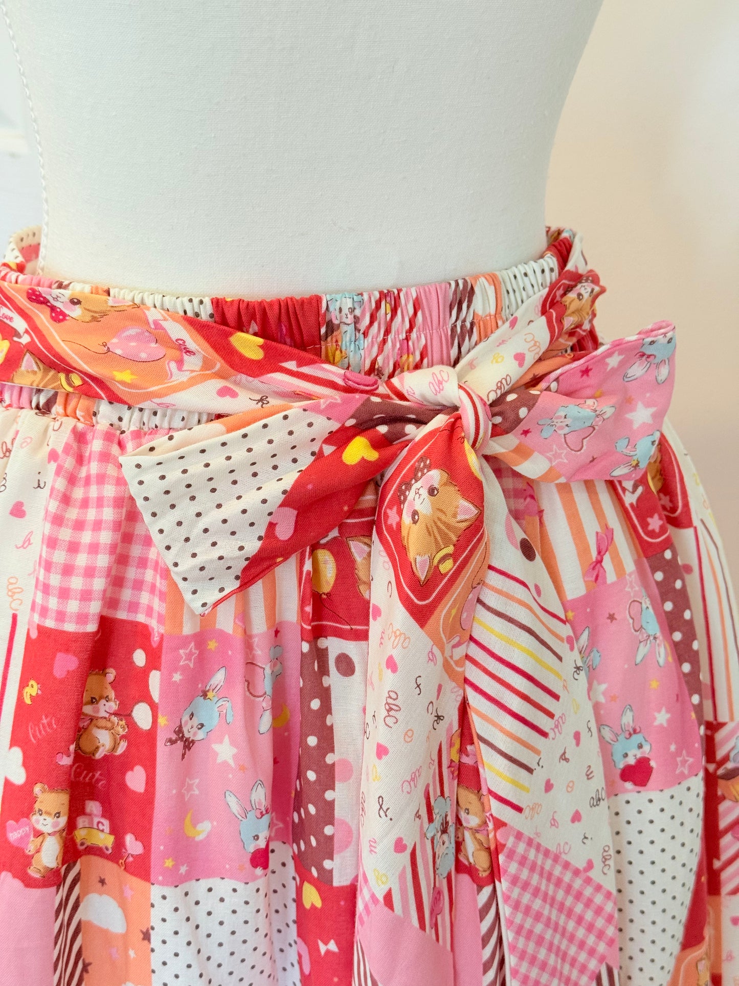 Ruffle skirt - Red Patchwork Japanese Cotton