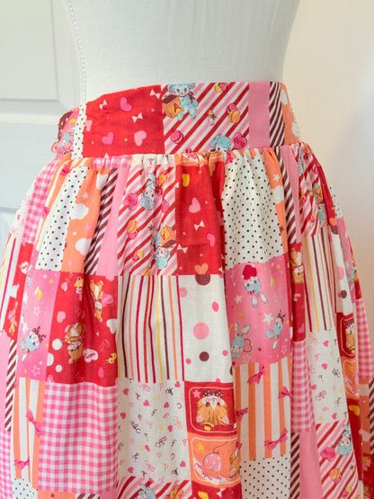 Ruffle skirt - Red Patchwork Japanese Cotton