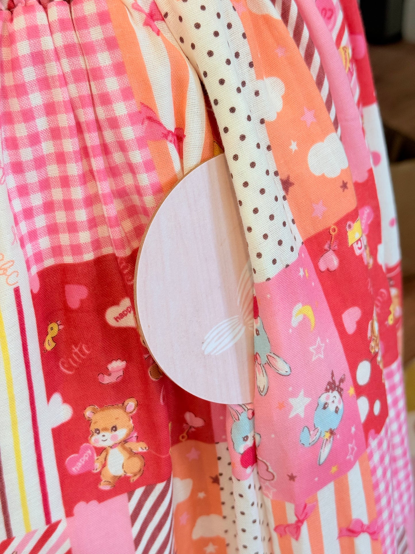 Ruffle skirt - Red Patchwork Japanese Cotton