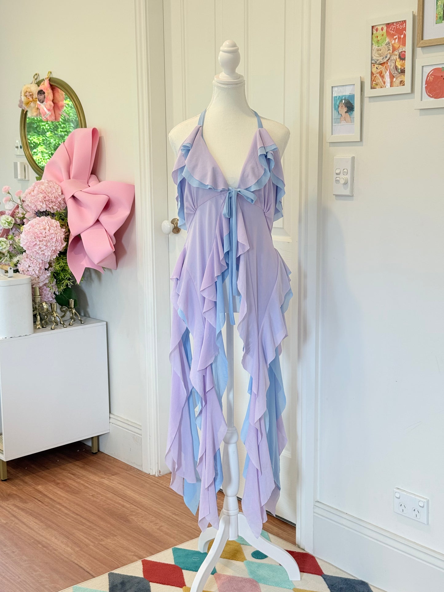 Duotone Jellyfish Overdress - Blue x Lavender Tulle Mesh