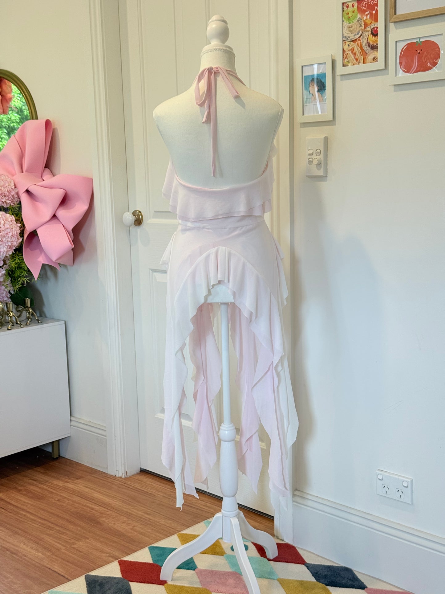 Duotone Jellyfish Overdress - Baby Pink x White Tulle Mesh