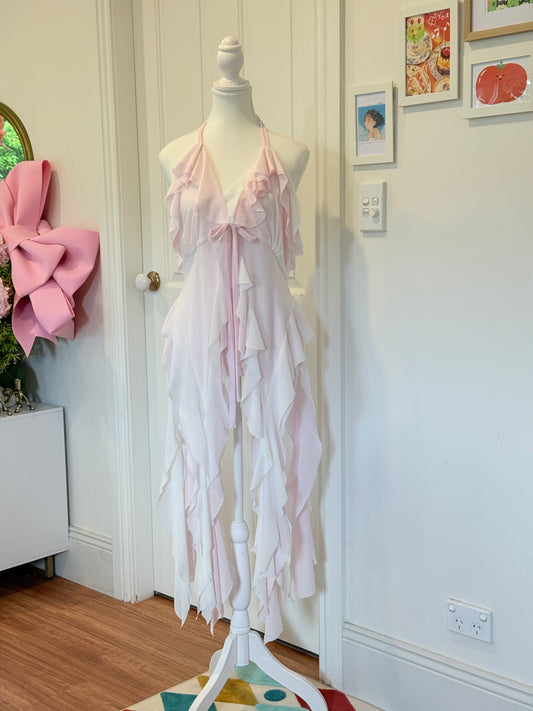 Duotone Jellyfish Overdress - Baby Pink x White Tulle Mesh