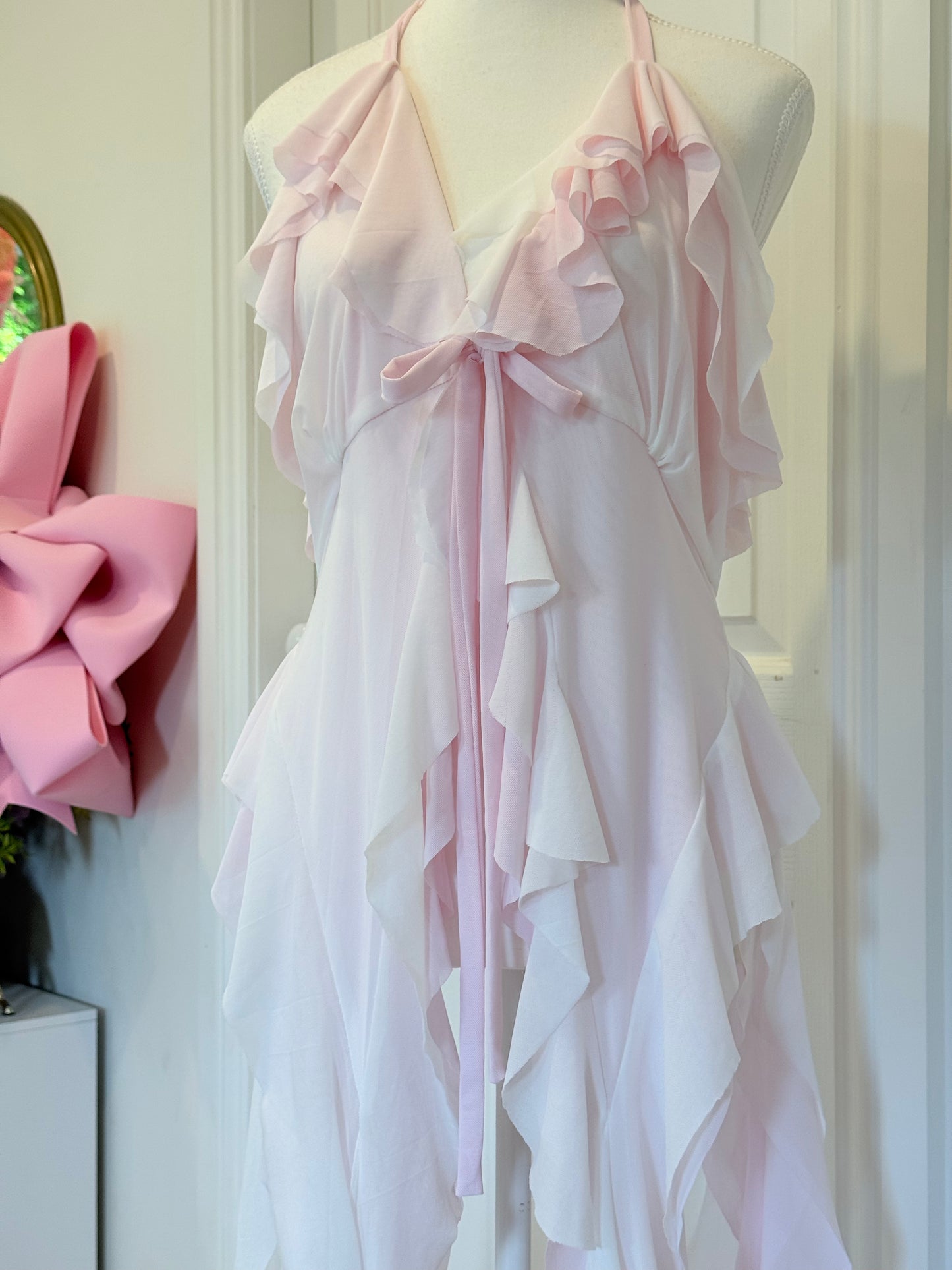 Duotone Jellyfish Overdress - Baby Pink x White Tulle Mesh