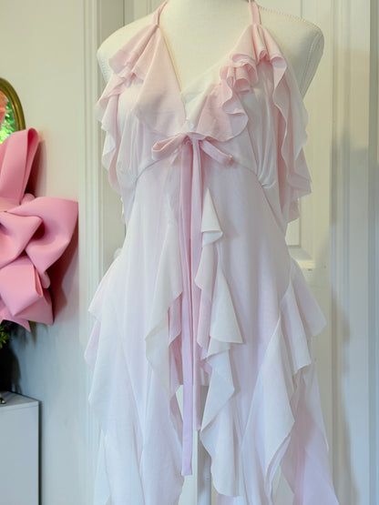 Duotone Jellyfish Overdress - Baby Pink x White Tulle Mesh