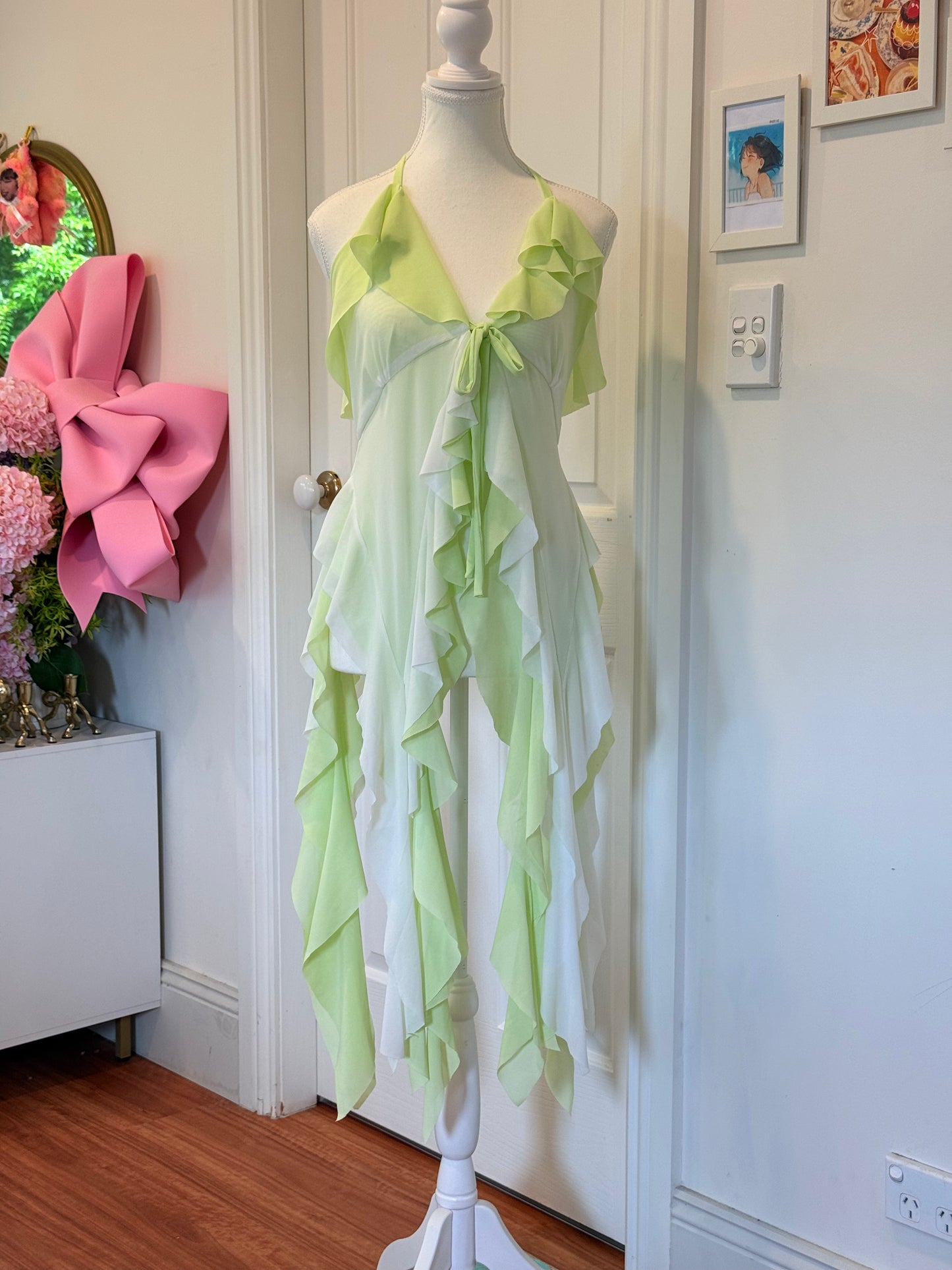 Duotone Jellyfish Overdress - Green x White Tulle Mesh