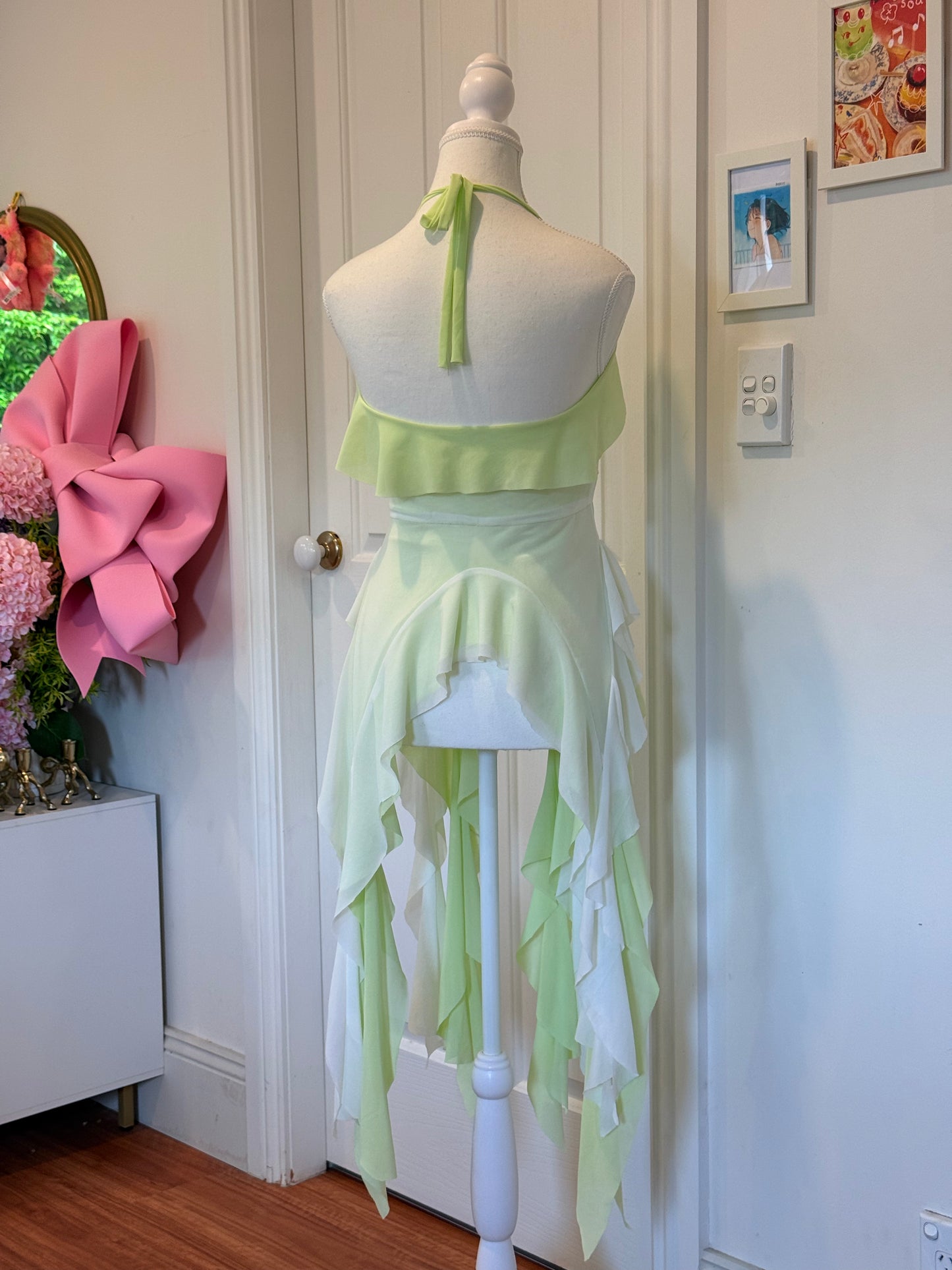Duotone Jellyfish Overdress - Green x White Tulle Mesh