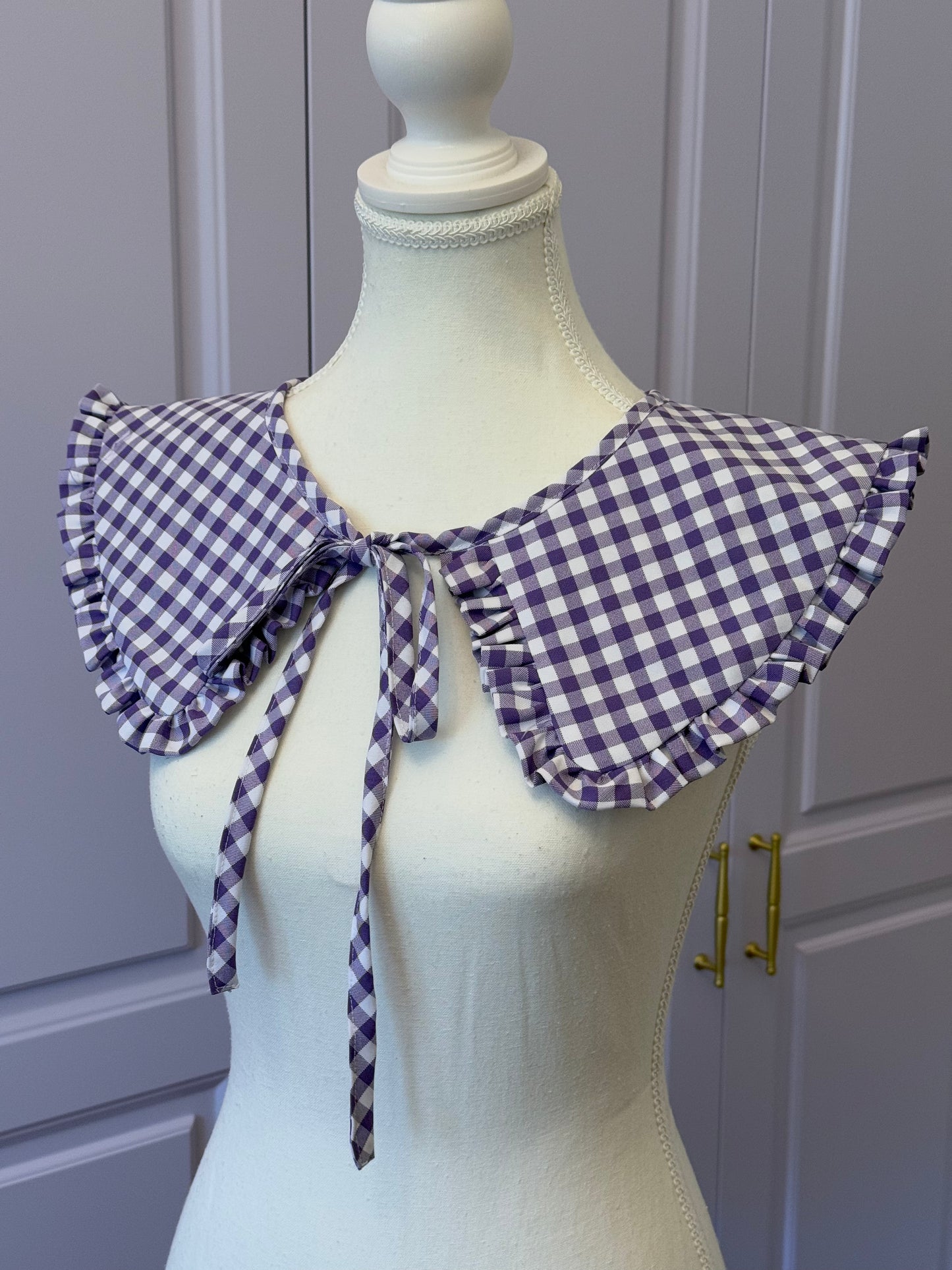 Triangle collar - Purple Check Cotton x Poly