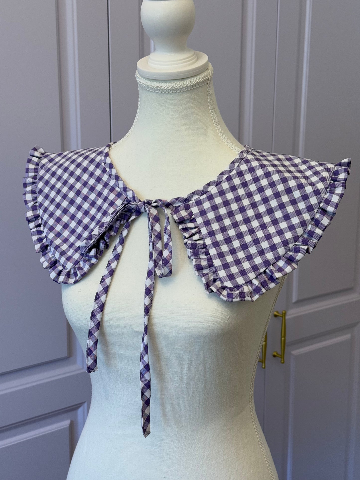 Triangle collar - Purple Check Cotton x Poly