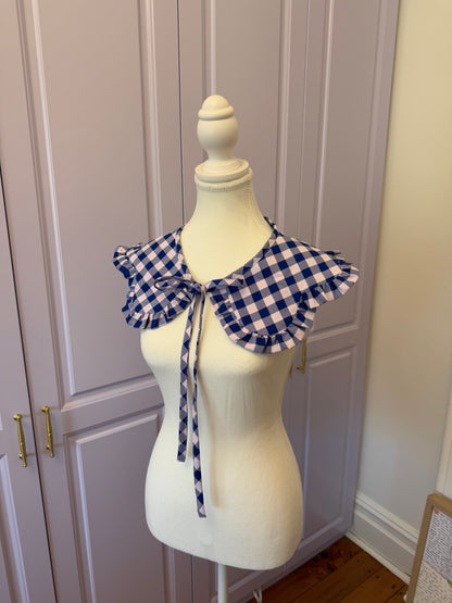 Flower collar - Blue Check Cotton x Poly