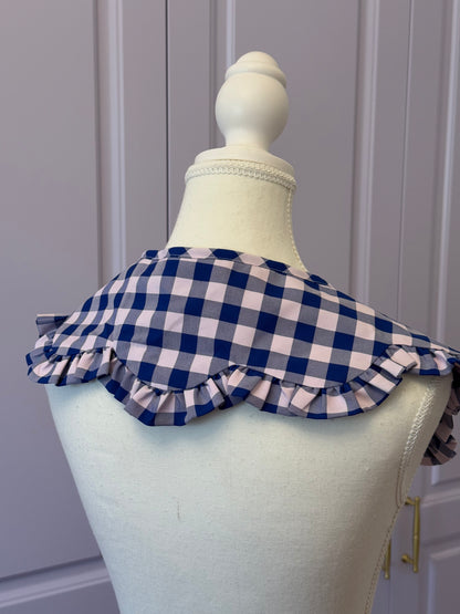 Flower collar - Blue Check Cotton x Poly