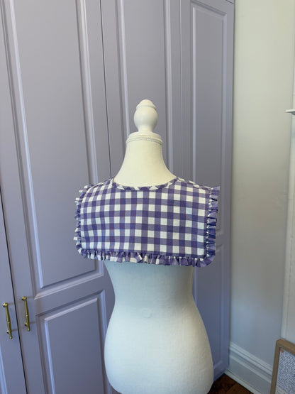 Mini Madoka collar - Purple Check Cotton x Poly