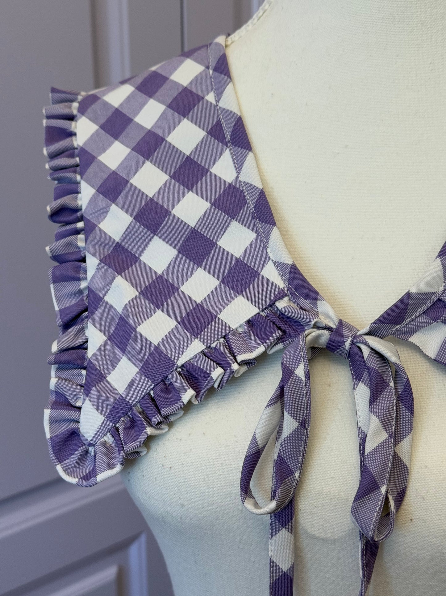 Mini Madoka collar - Purple Check Cotton x Poly