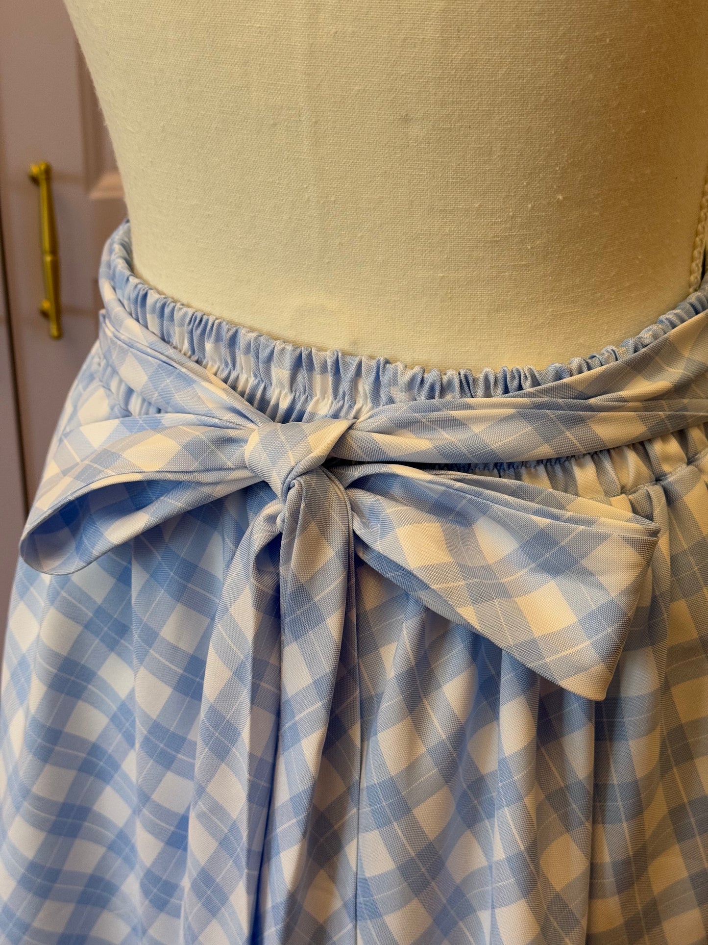 Daisy skirt - Baby Blue Check Cotton x Poly