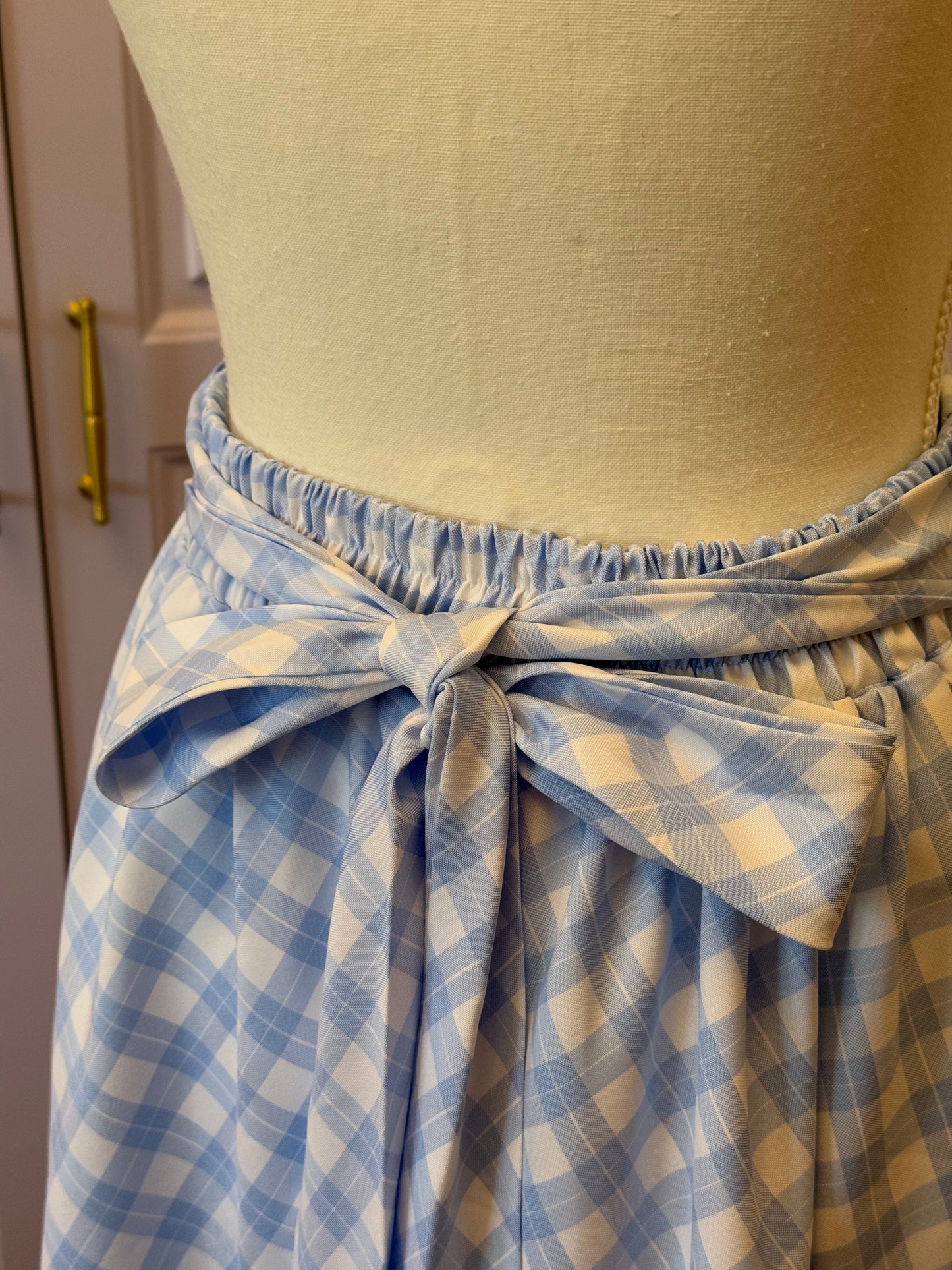 Daisy skirt - Baby Blue Check Cotton x Poly