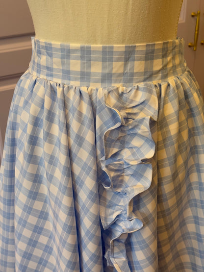 Daisy skirt - Baby Blue Check Cotton x Poly