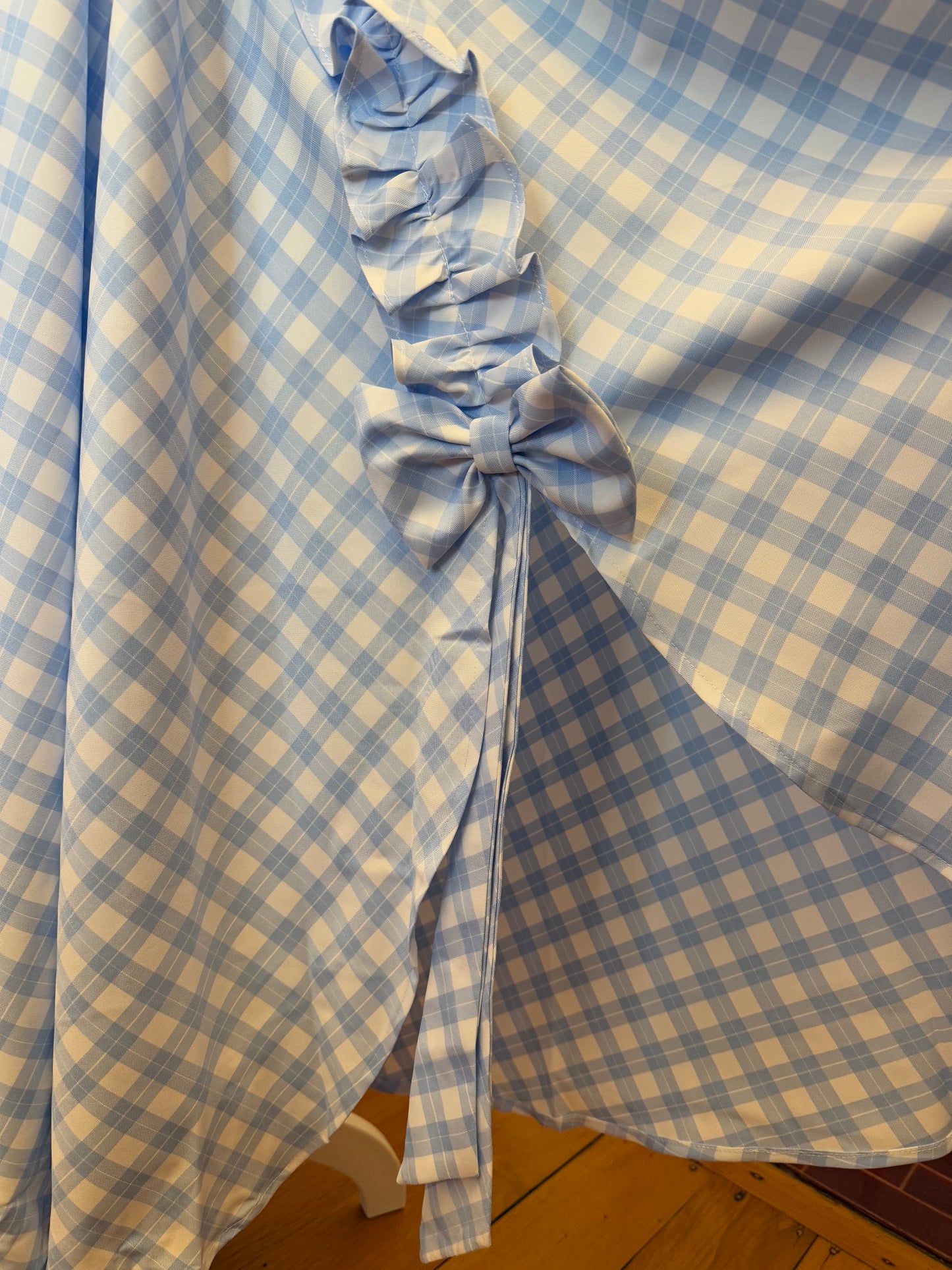 Daisy skirt - Baby Blue Check Cotton x Poly