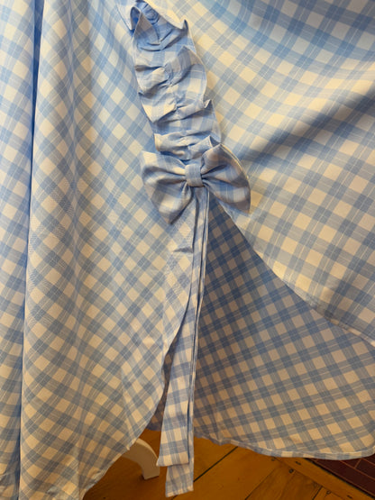 Daisy skirt - Baby Blue Check Cotton x Poly