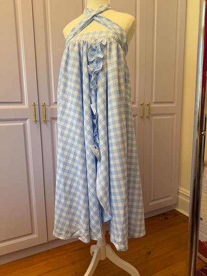 Daisy skirt - Baby Blue Check Cotton x Poly