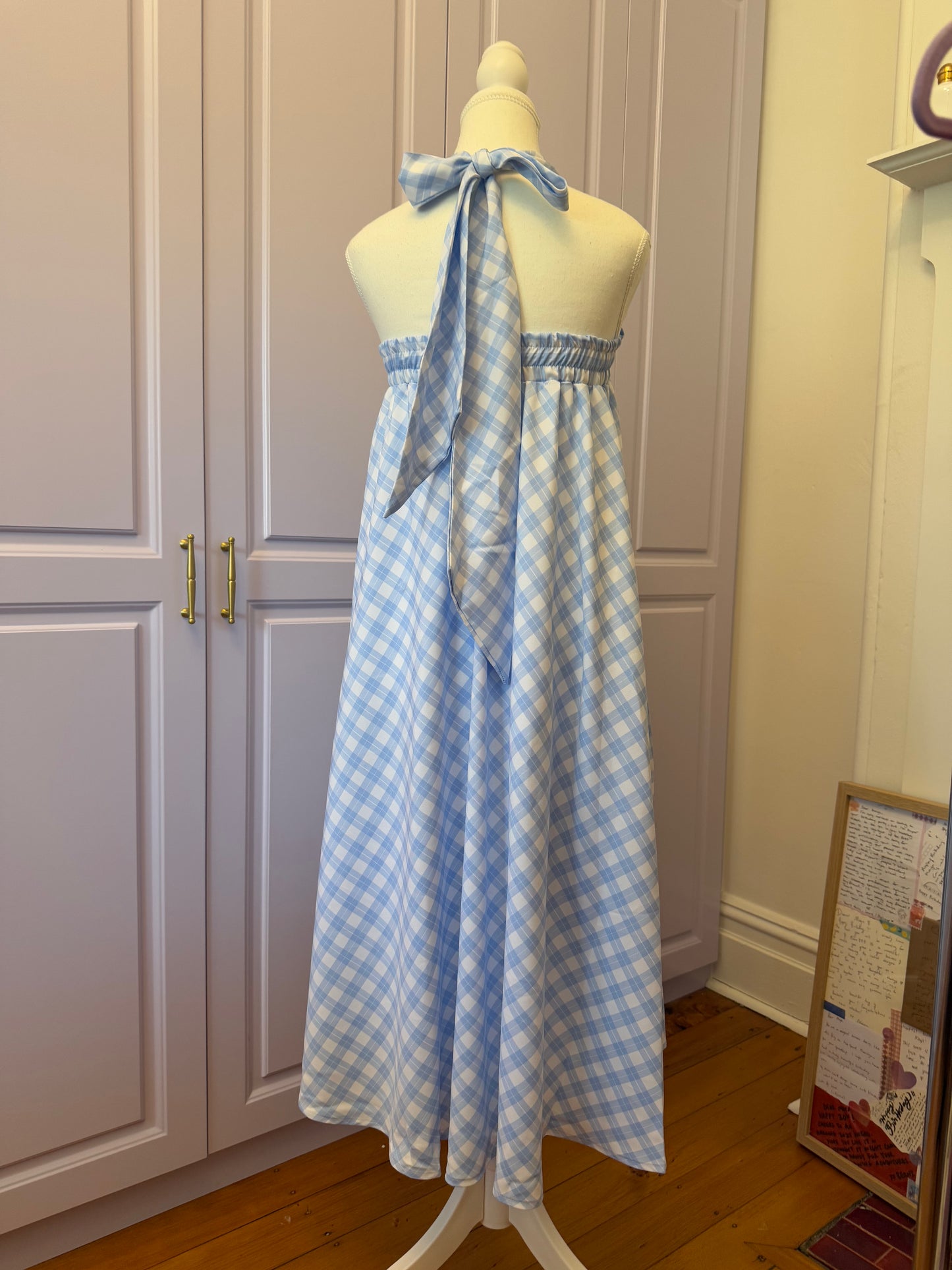 Daisy skirt - Baby Blue Check Cotton x Poly