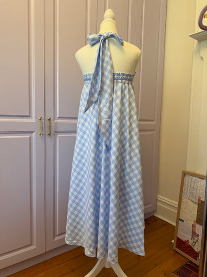 Daisy skirt - Baby Blue Check Cotton x Poly