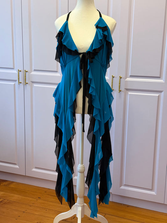 Duotone Jellyfish Overdress - Teal x Black Tulle Mesh