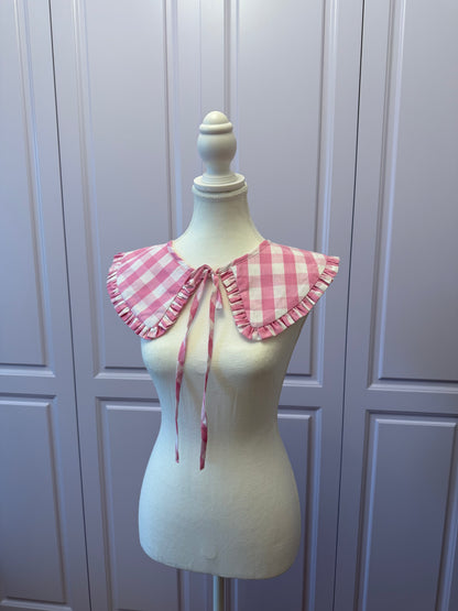 Triangle collar - Baby Pink Check Cotton