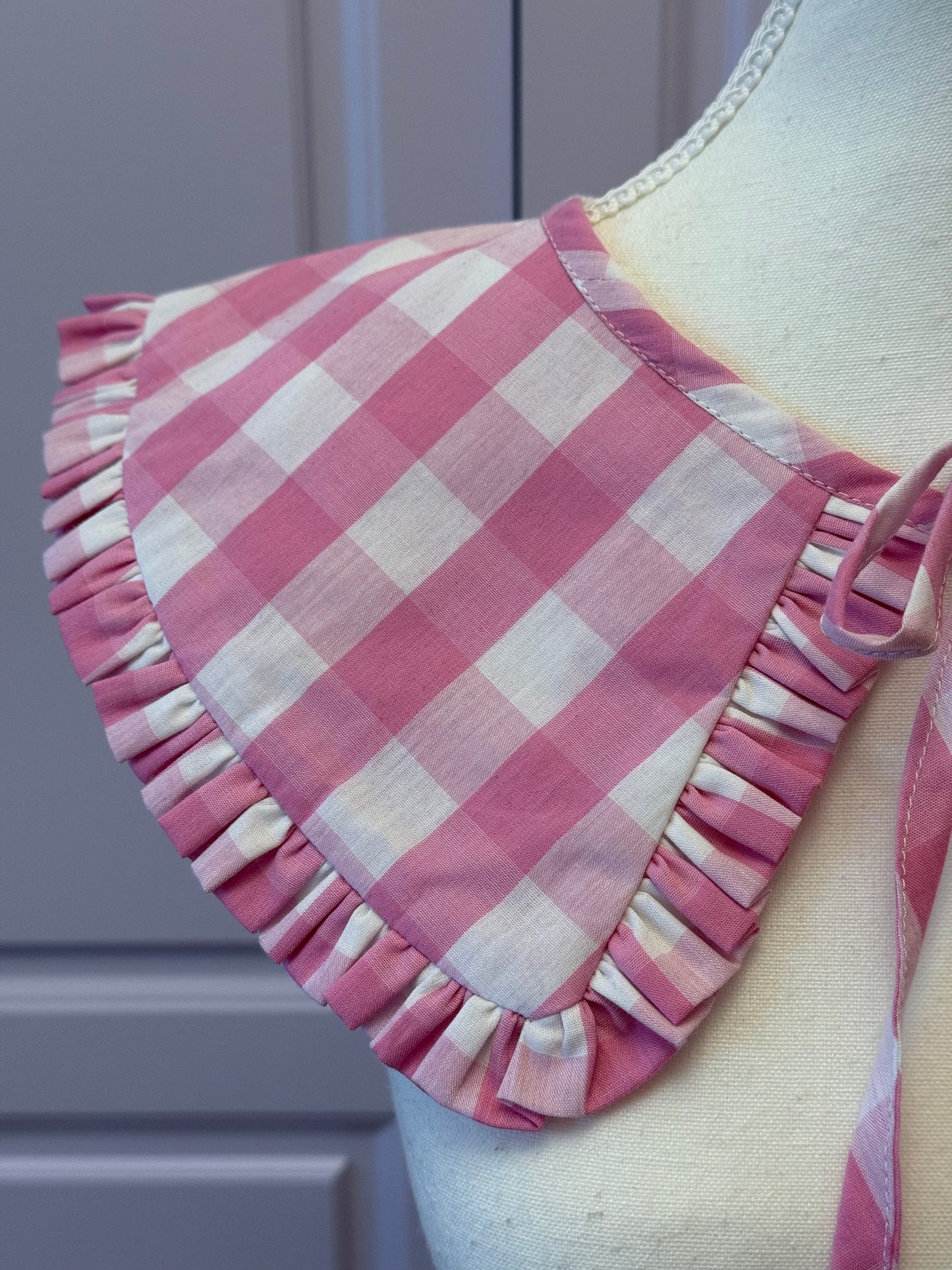 Triangle collar - Baby Pink Check Cotton