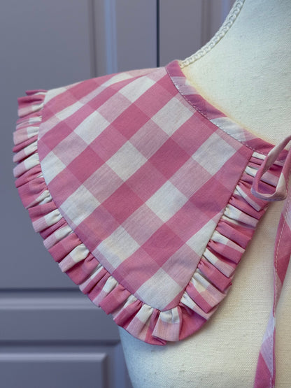 Triangle collar - Baby Pink Check Cotton