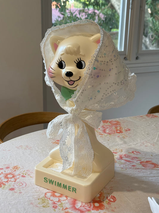 Babushka Scarf - White Sequin Floral