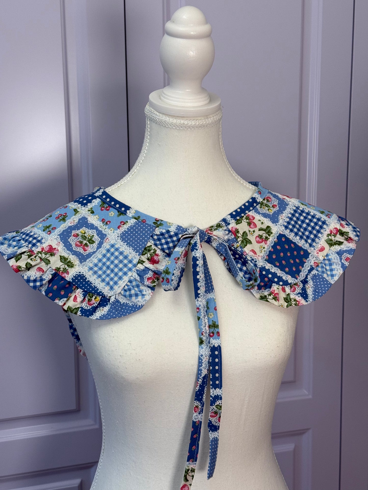 Sailor collar - Blue Strawberry Patchwork Japanese Cotton