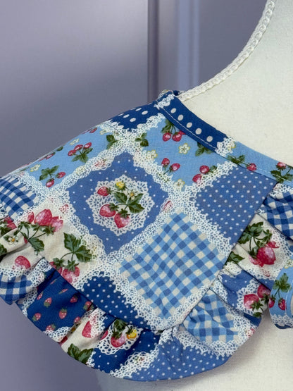 Sailor collar - Blue Strawberry Patchwork Japanese Cotton