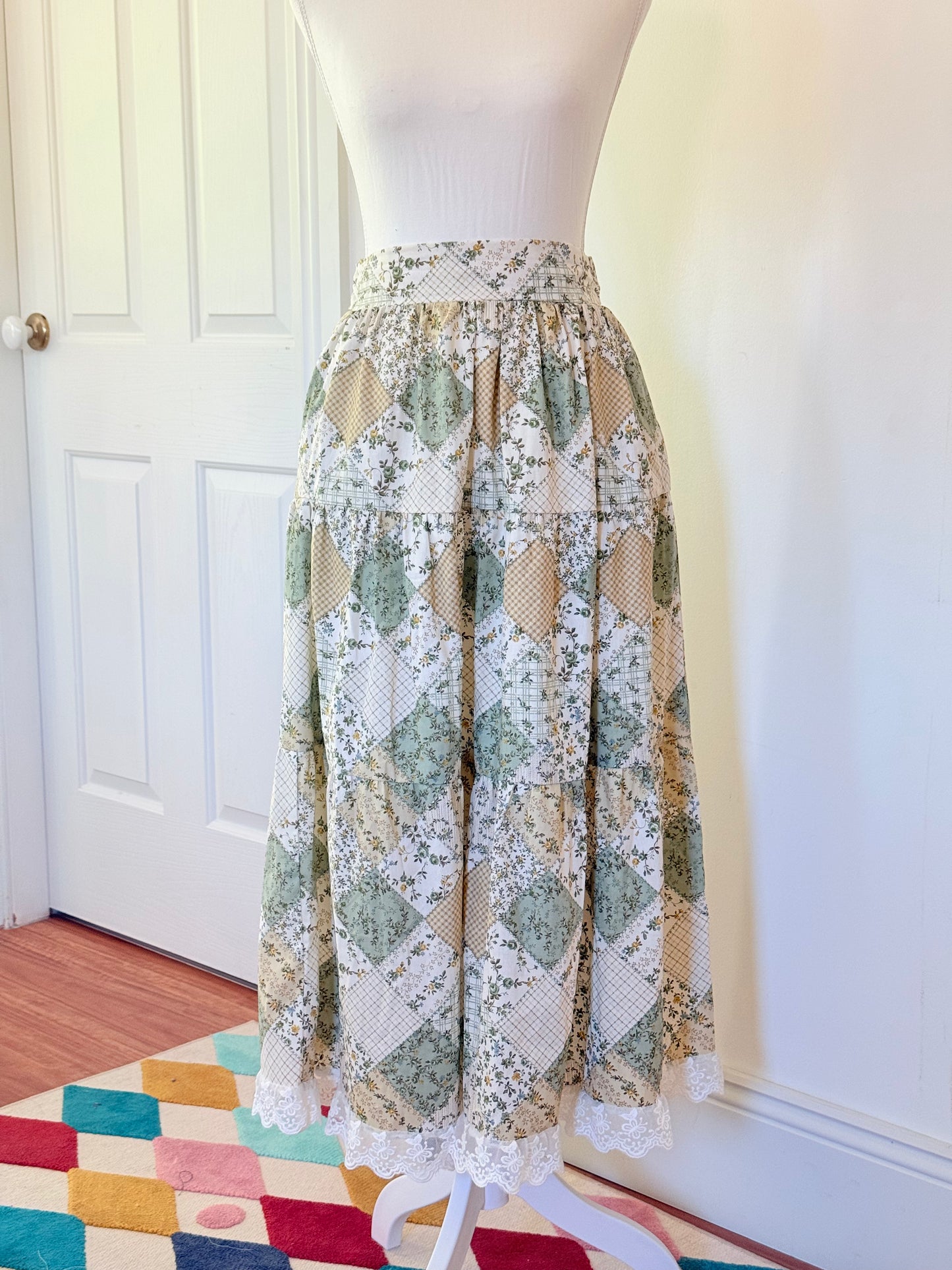 Cake skirt - Green Patchwork Japanese Cotton