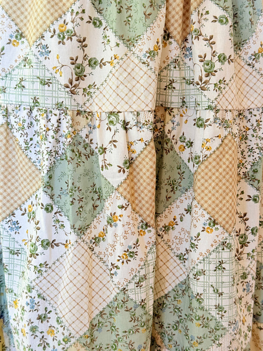 Cake skirt - Green Patchwork Japanese Cotton