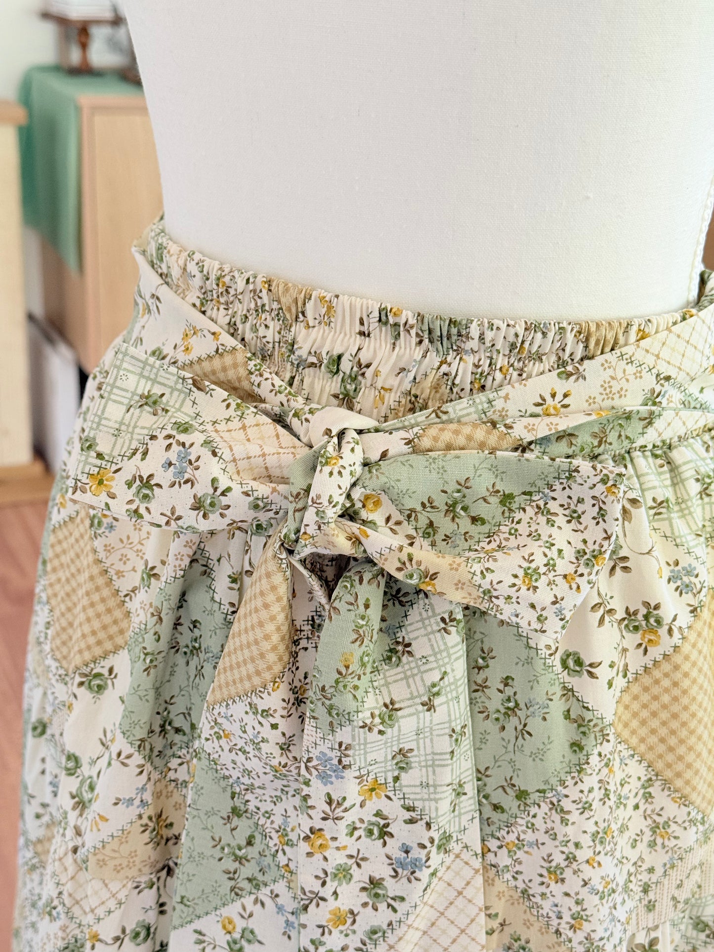 Cake skirt - Green Patchwork Japanese Cotton
