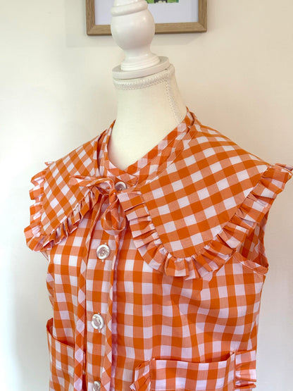 Dolly Vest - Orange Gingham Cotton