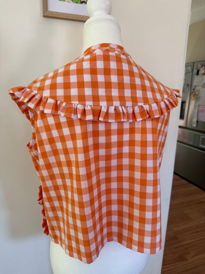 Dolly Vest - Orange Gingham Cotton
