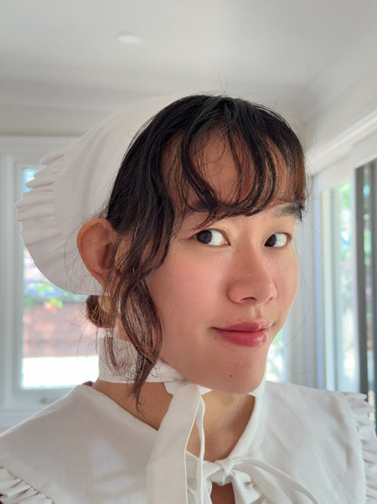 Babushka Scarf - White Linen x Silk