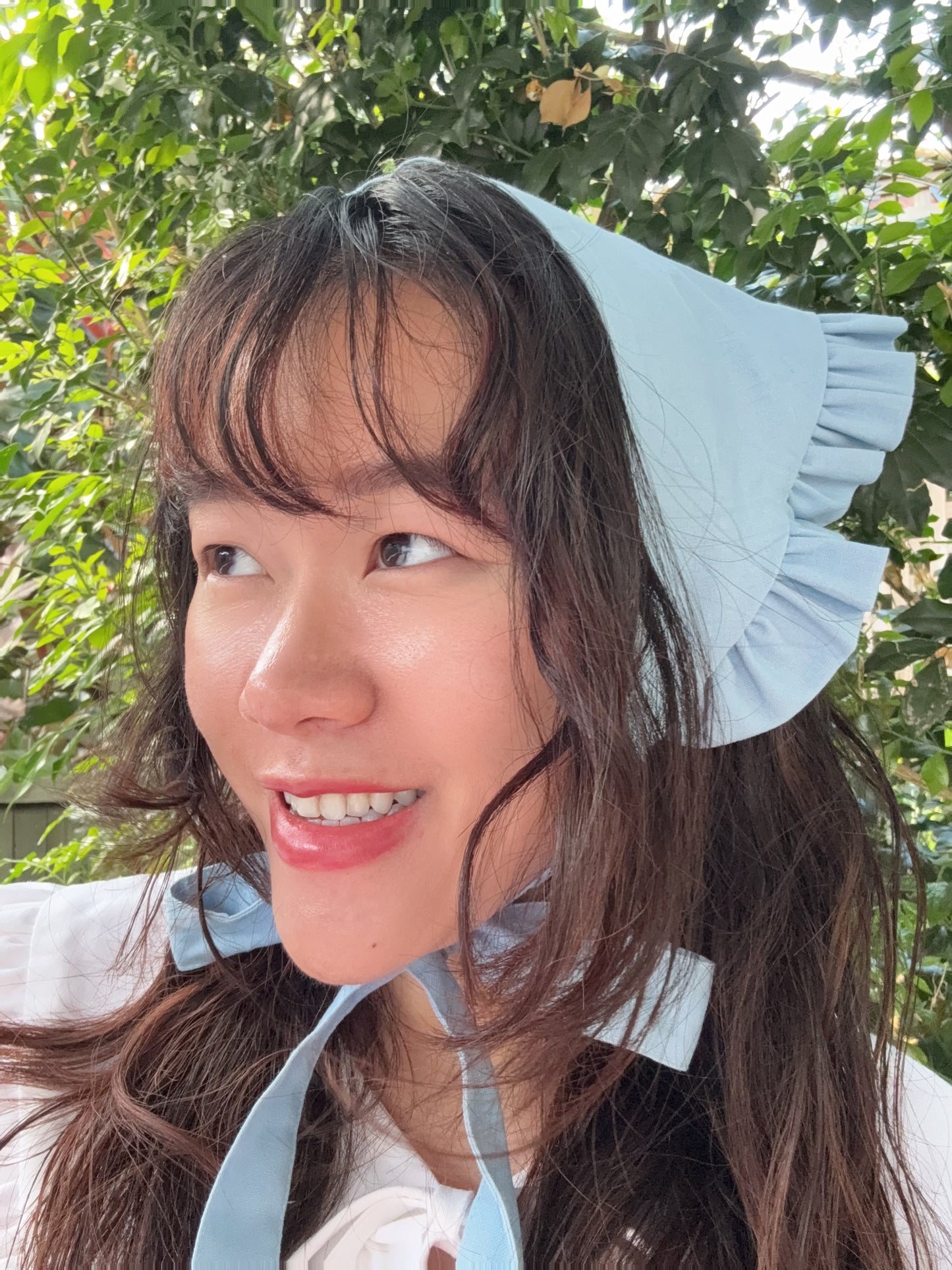 Babushka Scarf - Blue Linen