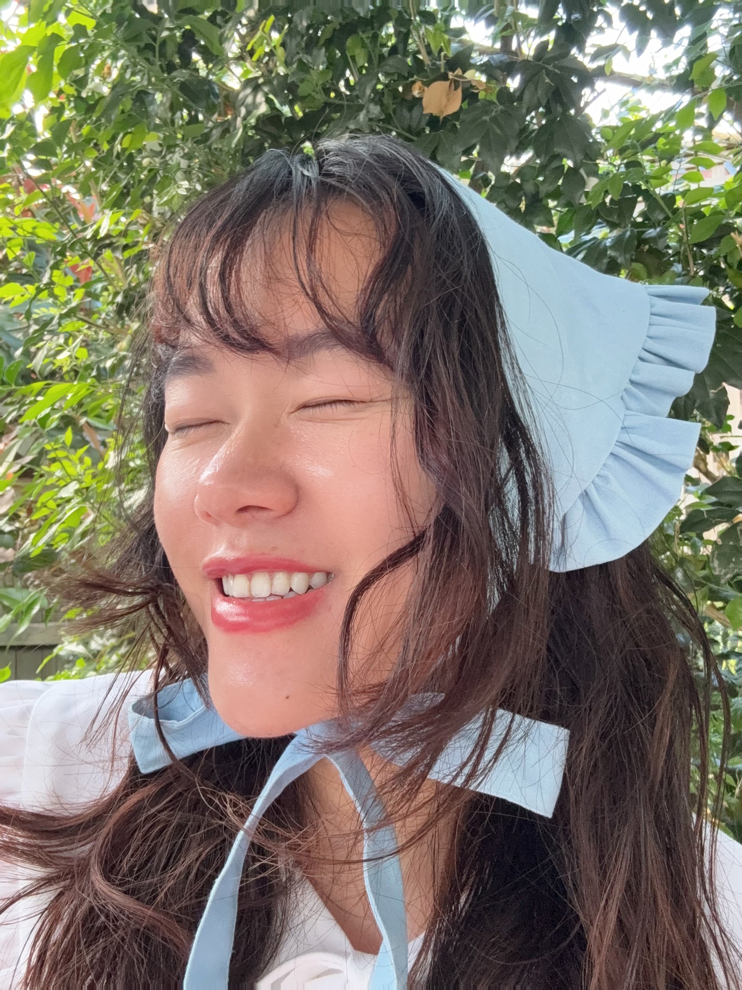 Babushka Scarf - Blue Linen