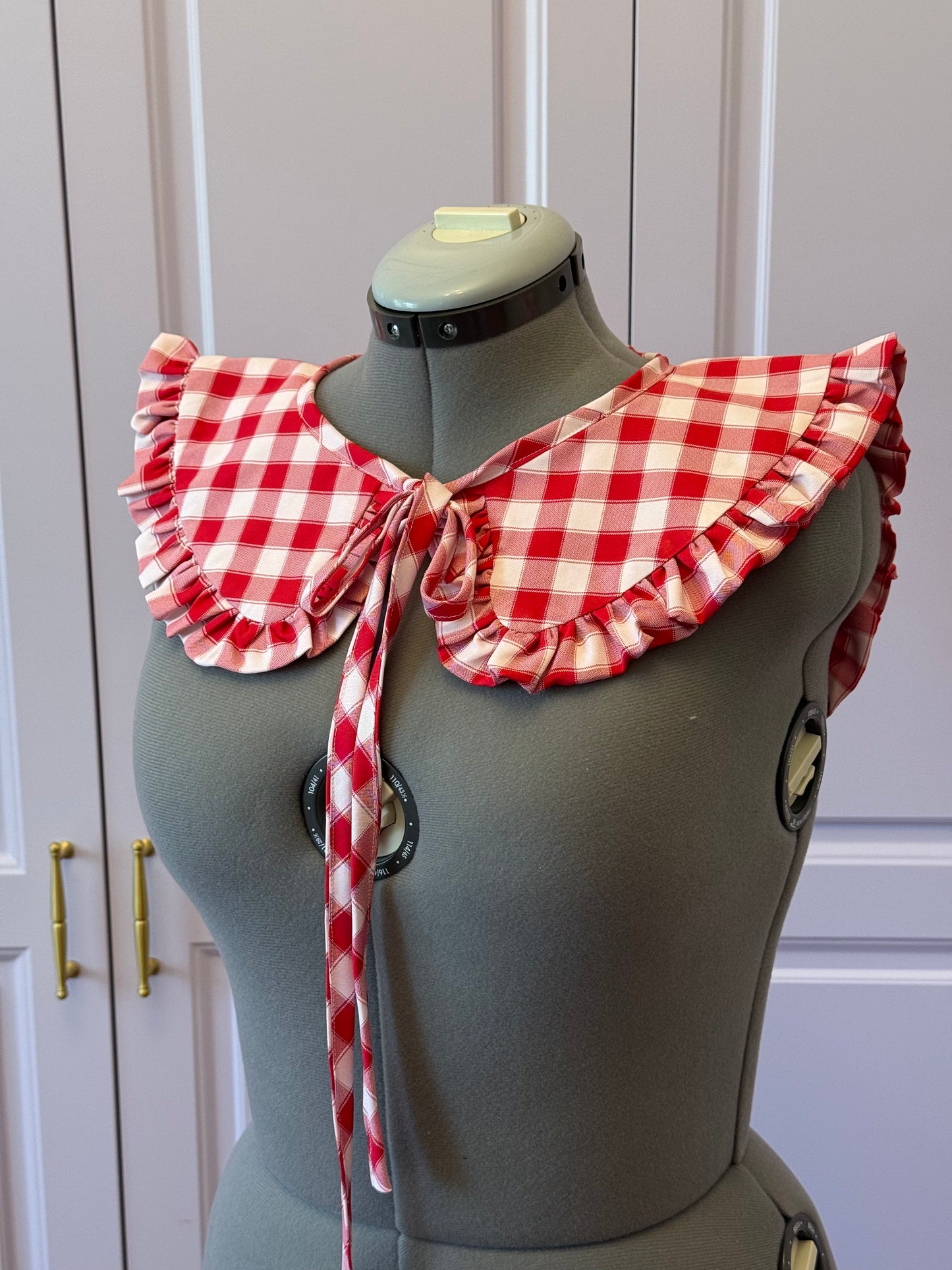 Sailor collar - Red Gingham Cotton x Poly