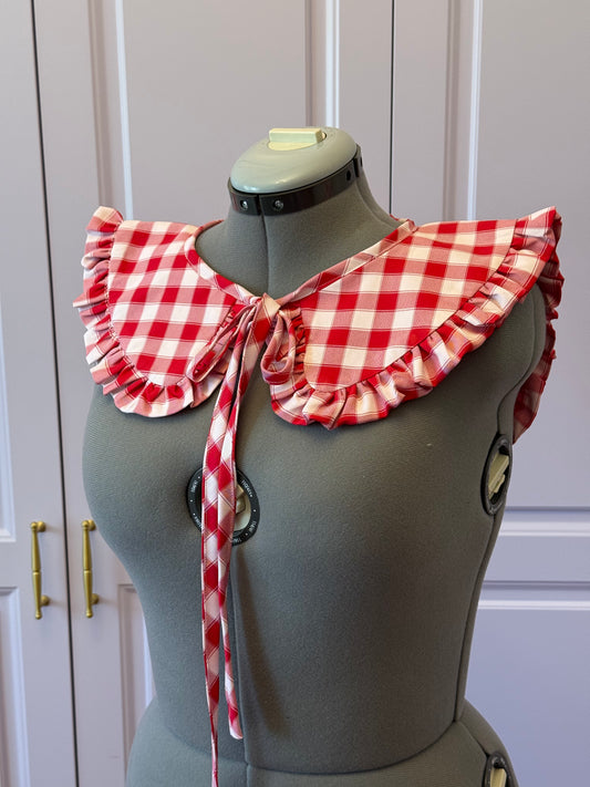 Sailor collar - Red Gingham Cotton x Poly