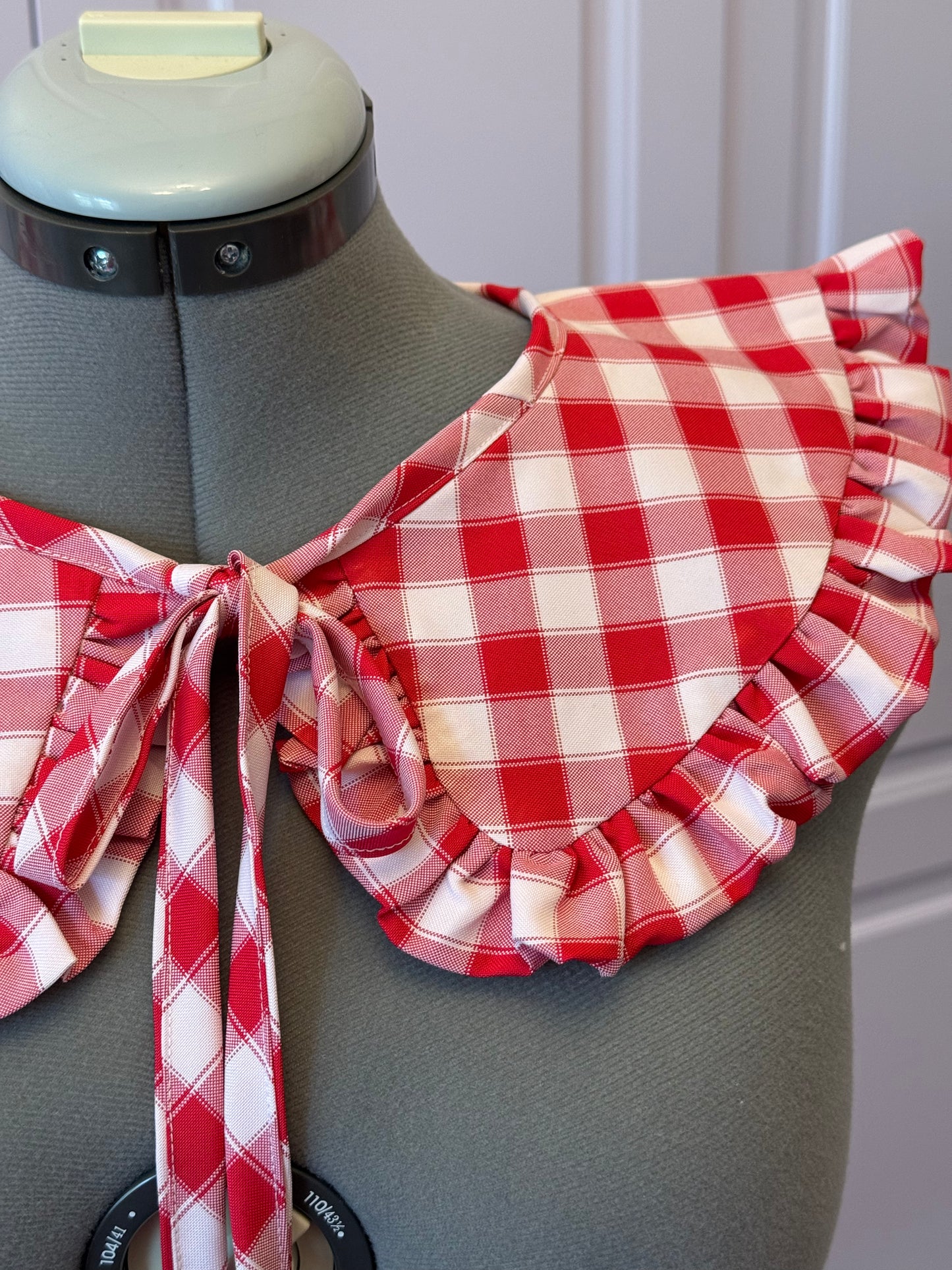 Sailor collar - Red Gingham Cotton x Poly
