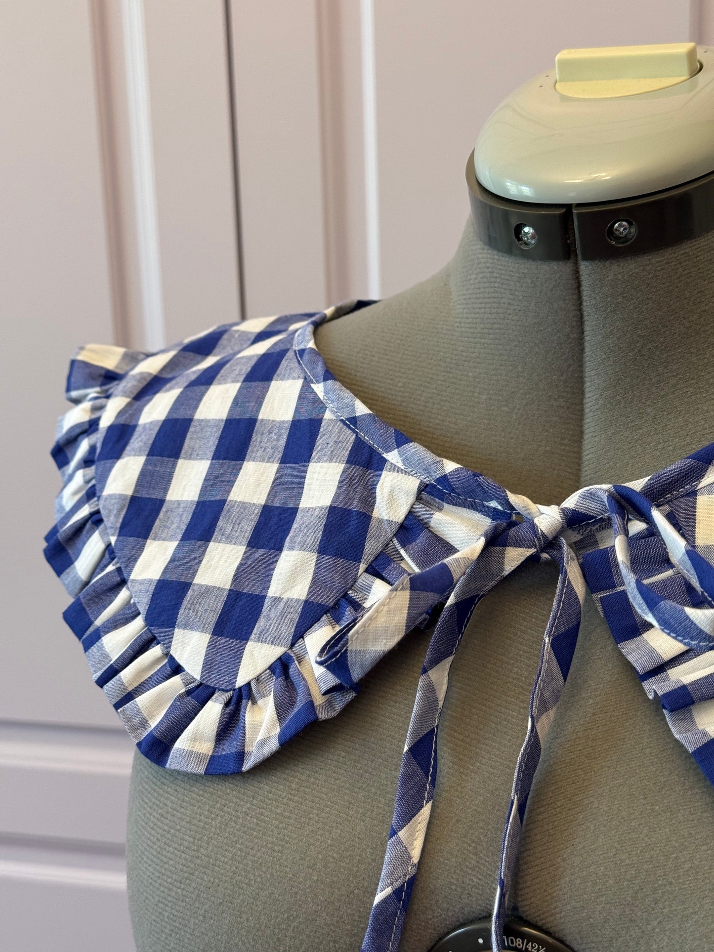 Sailor collar - Navy Blue Check Cotton
