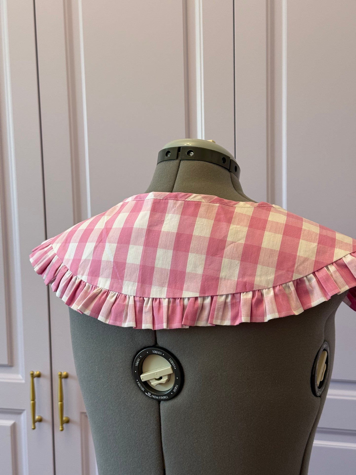 Round collar - Pink Gingham Cotton