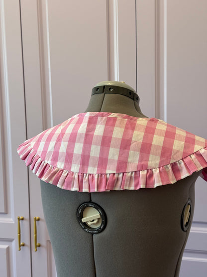 Round collar - Pink Gingham Cotton